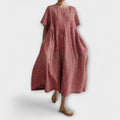 Beatrice | Vestito Midi Donna Oversize a Righe con Tasche Rosso