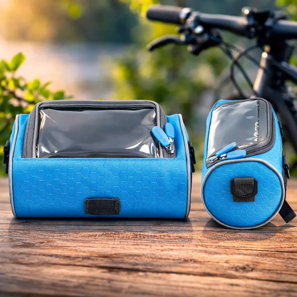 Bike Handlebar Bag with Touchscreen Phone Holder and Zippered Compartment - Image 12