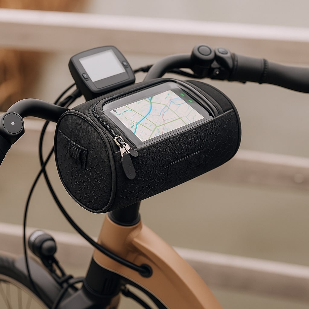Bike Handlebar Bag with Touchscreen Phone Holder and Zippered Compartment - Image 14