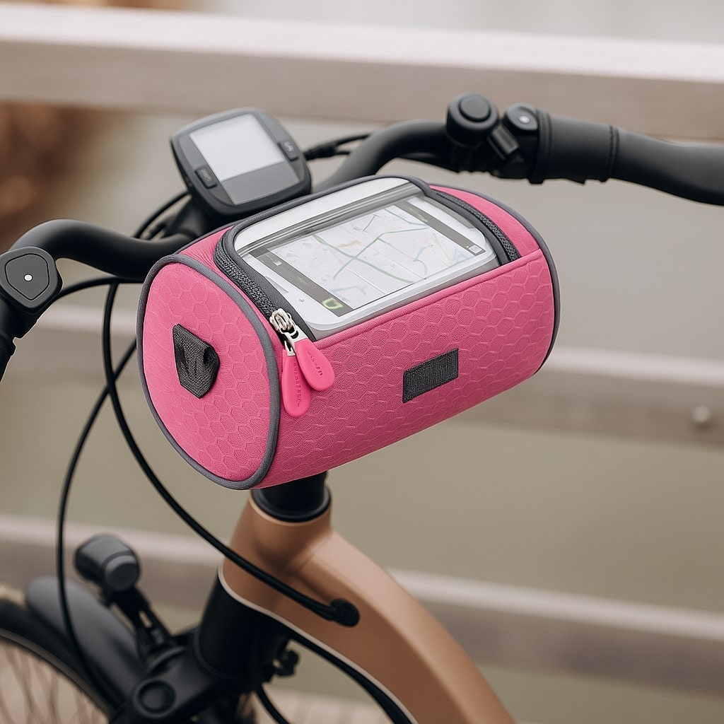 Bike Handlebar Bag with Touchscreen Phone Holder and Zippered Compartment - Image 19