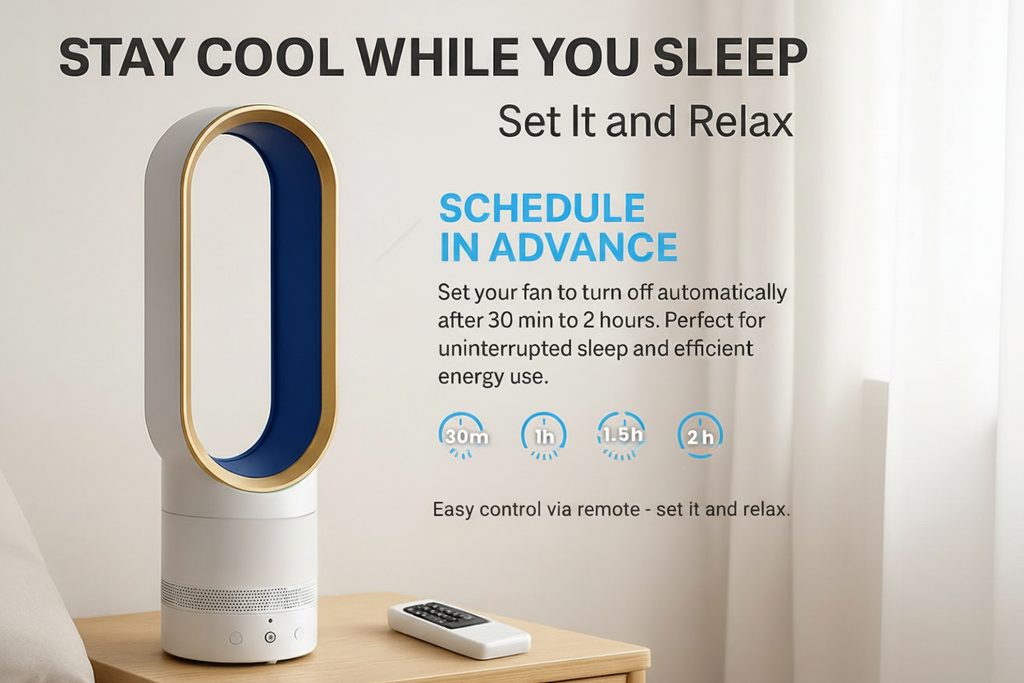 Bladeless Desk Fan with Remote Control and Oscillating Air Multiplier - Image 1