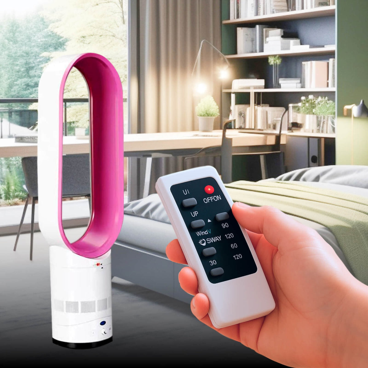 Bladeless Desk Fan with Remote Control and Oscillating Air Multiplier - Image 11