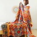 Boho Throw Blanket Lightweight Cotton with Mandala Pattern and Soft Draping Design - Image 1
