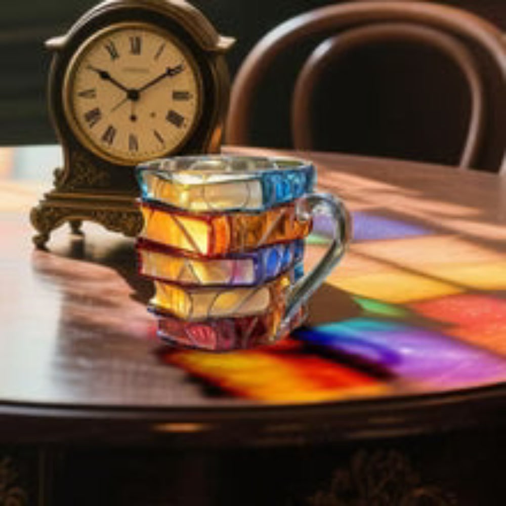 Borosilicate Glass Book Mug with Stacked Design and Textured Pages 350ml - Image 4