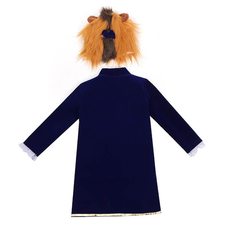 Boys' Halloween Beauty beast mutant Costume with Velvet Jacket and Faux Fur Hood - Image 4