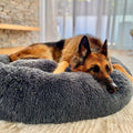 Calming Plush Donut Dog Bed with Raised Rim and Sunken Center Cushion - Image 1