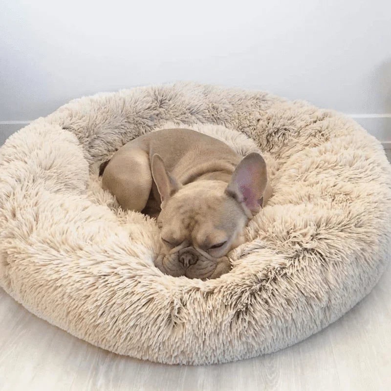 Calming Plush Donut Dog Bed with Raised Rim and Sunken Center Cushion - Image 10