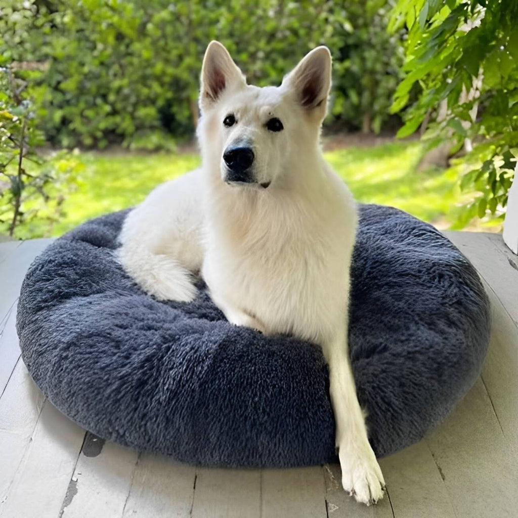 Calming Plush Donut Dog Bed with Raised Rim and Sunken Center Cushion - Image 12