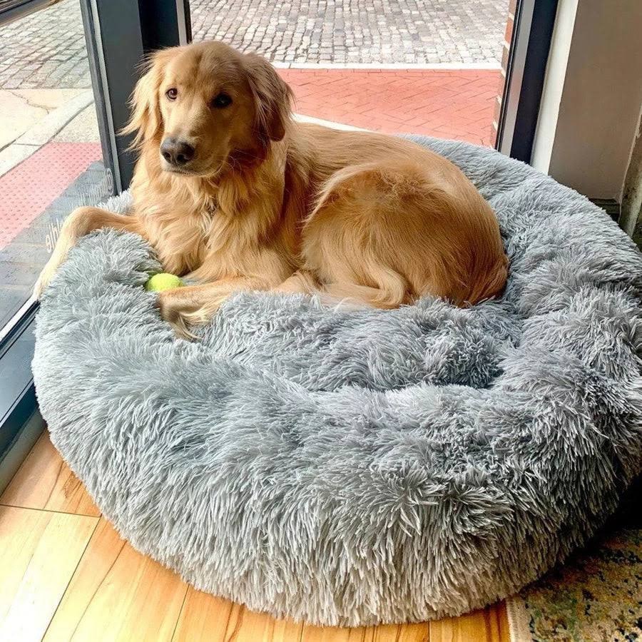 Calming Plush Donut Dog Bed with Raised Rim and Sunken Center Cushion - Image 13