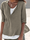 Camilla | Top Donna Elegante Manica 3/4 Marrone