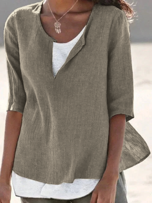 Camilla | Top Donna Elegante Manica 3/4 Marrone