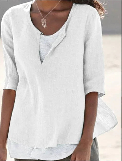 Camilla | Top Donna Elegante Manica 3/4 Bianco