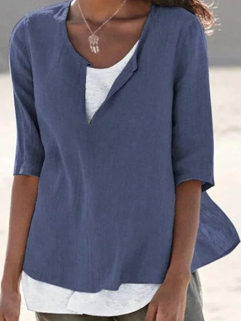 Camilla | Top Donna Elegante Manica 3/4 Blu