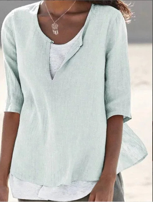 Camilla | Top Donna Elegante Manica 3/4 Verde Chiaro