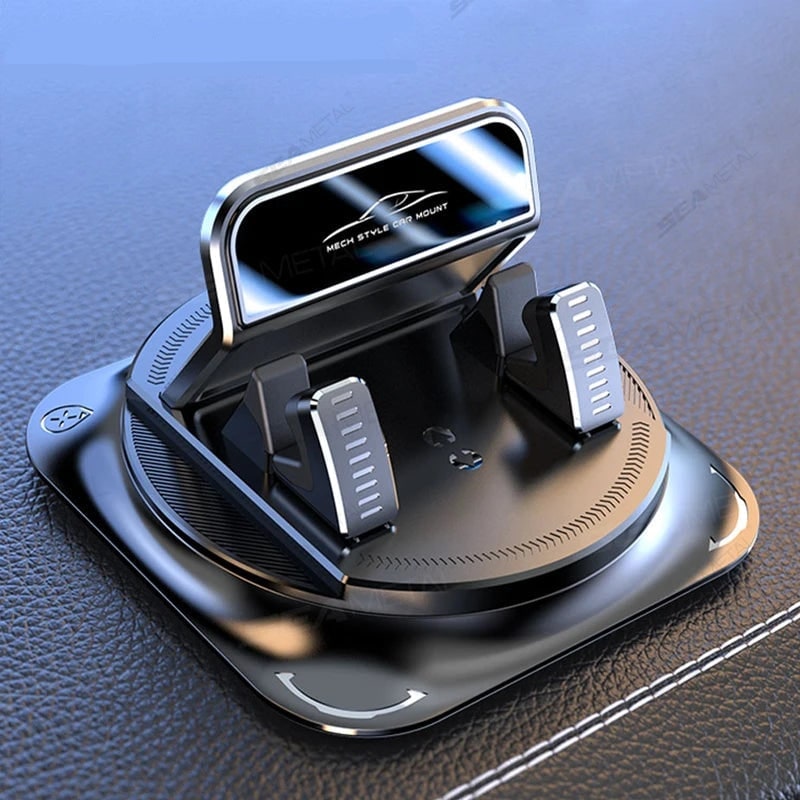 Car Phone Holder with 360 Degree Rotation Gel Suction Cup Base and Dual Clamping Claws - Image 1