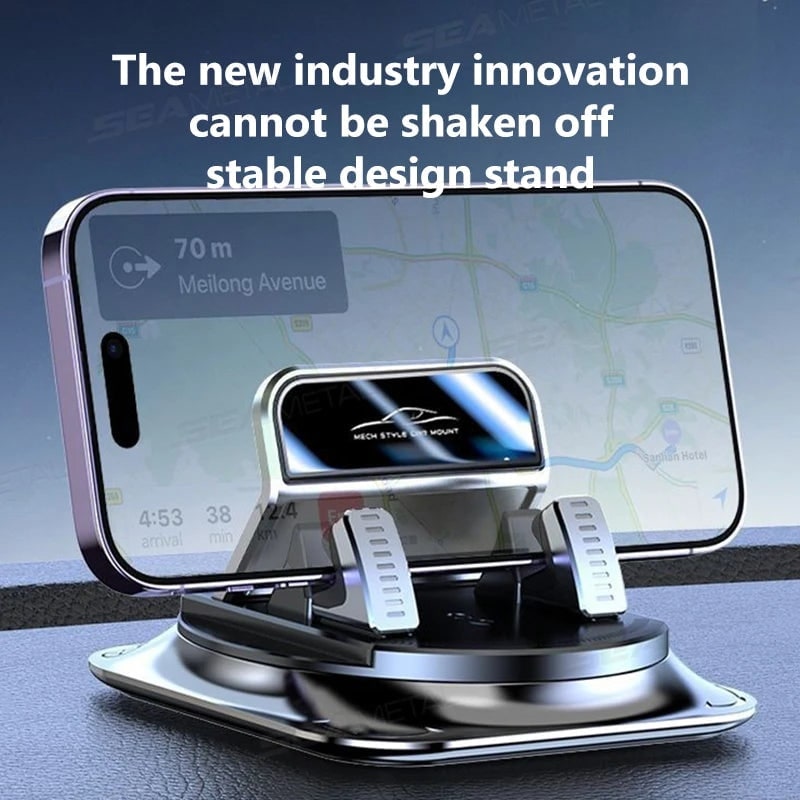 Car Phone Holder with 360 Degree Rotation Gel Suction Cup Base and Dual Clamping Claws - Image 2