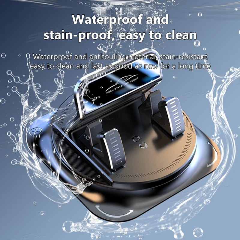 Car Phone Holder with 360 Degree Rotation Gel Suction Cup Base and Dual Clamping Claws - Image 3