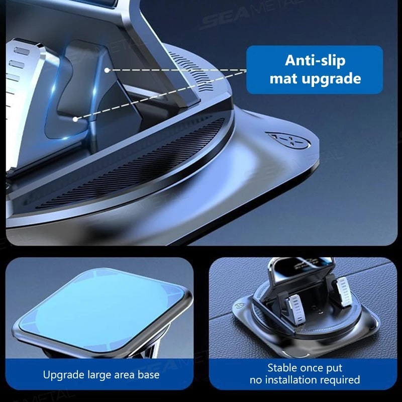 Car Phone Holder with 360 Degree Rotation Gel Suction Cup Base and Dual Clamping Claws - Image 5