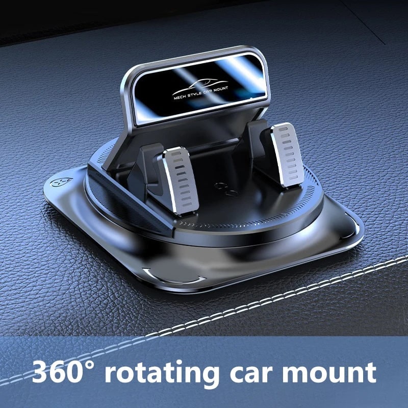 Car Phone Holder with 360 Degree Rotation Gel Suction Cup Base and Dual Clamping Claws - Image 7