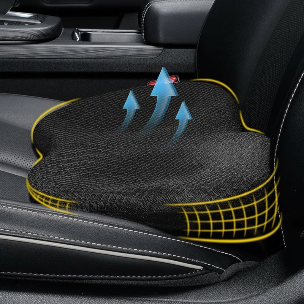 Car Seat Cushion with Ergonomic Contoured Support and Pressure Relief - Image 1