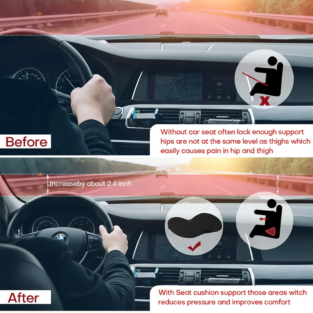 Car Seat Cushion with Ergonomic Contoured Support and Pressure Relief - Image 10