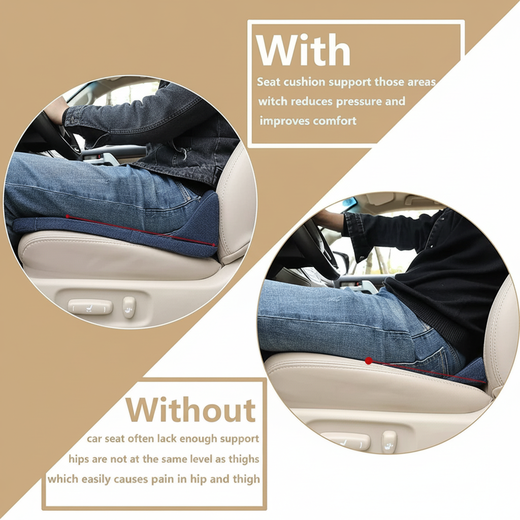 Car Seat Cushion with Ergonomic Contoured Support and Pressure Relief - Image 8