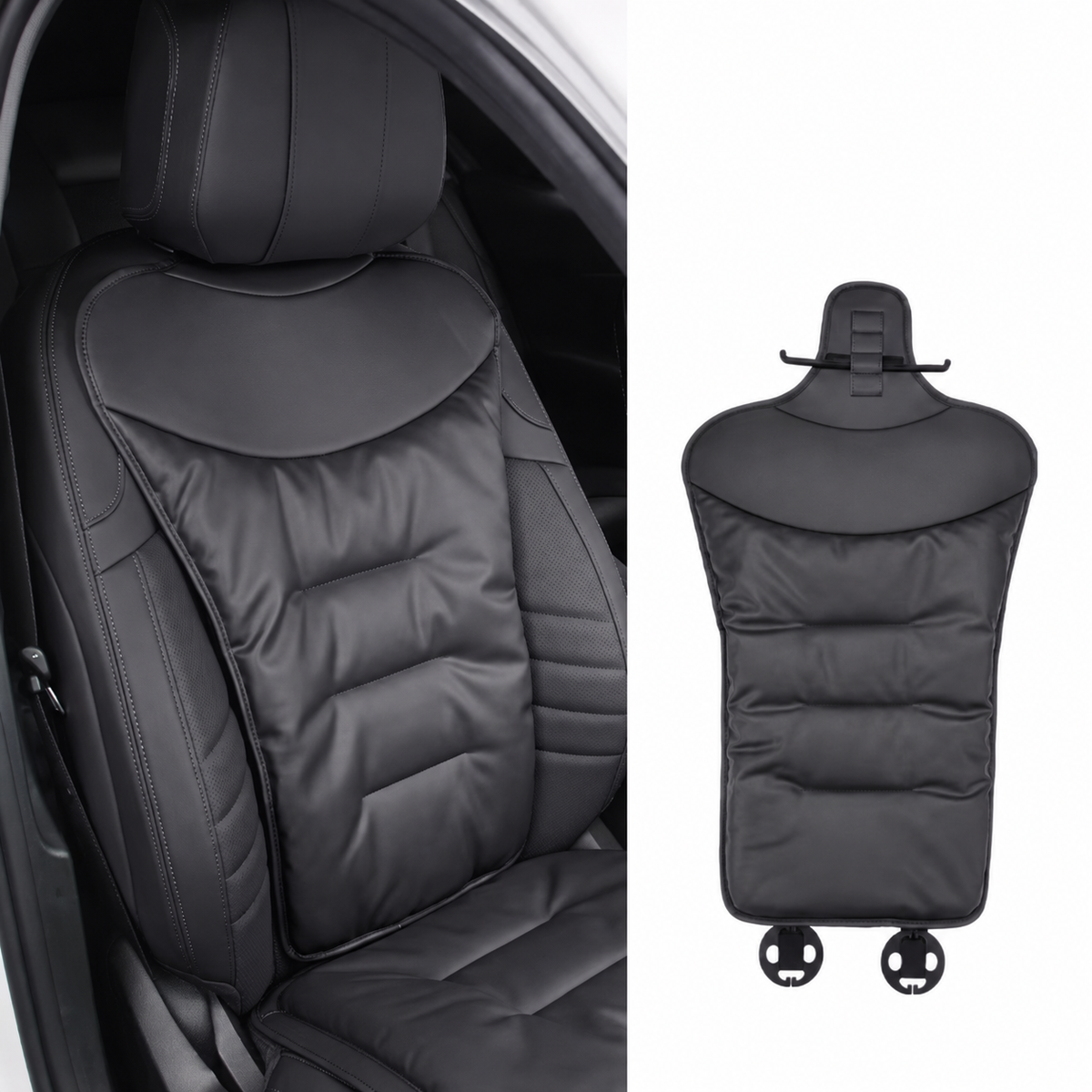 Car Seat Cushion with Lumbar Support and Ergonomic Padded Faux Leather Back - Image 3
