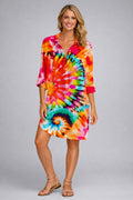 Carlotta | Abito Camicia Donna Tie-Dye Arancione