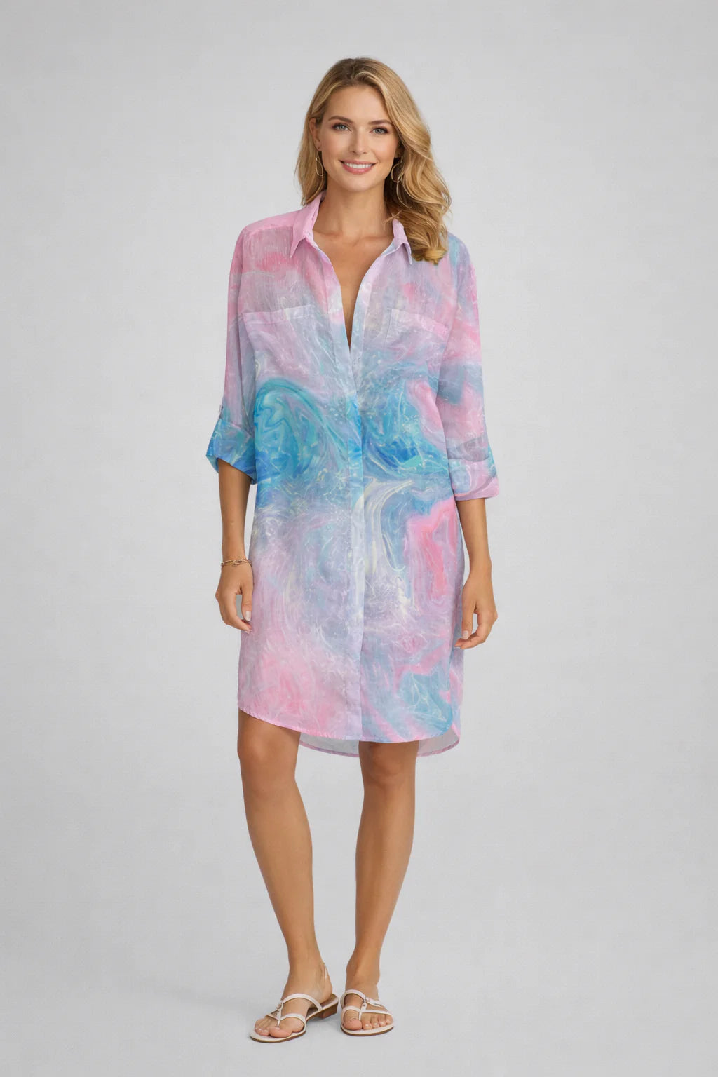 Carlotta | Abito Camicia Donna Tie-Dye Rosa