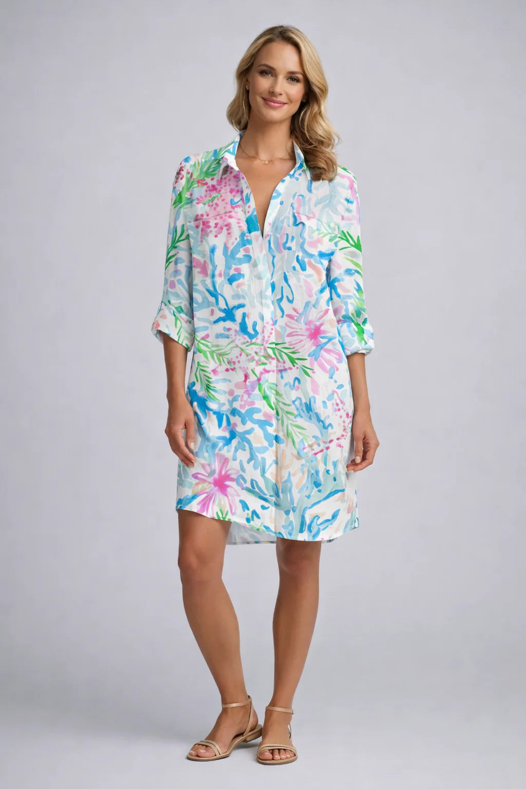 Carlotta | Abito Camicia Donna Tie-Dye Verde Chiaro
