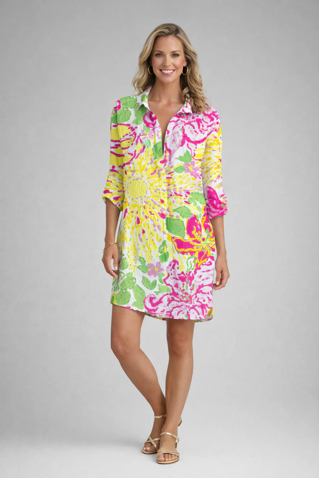 Carlotta | Abito Camicia Donna Tie-Dye Giallo
