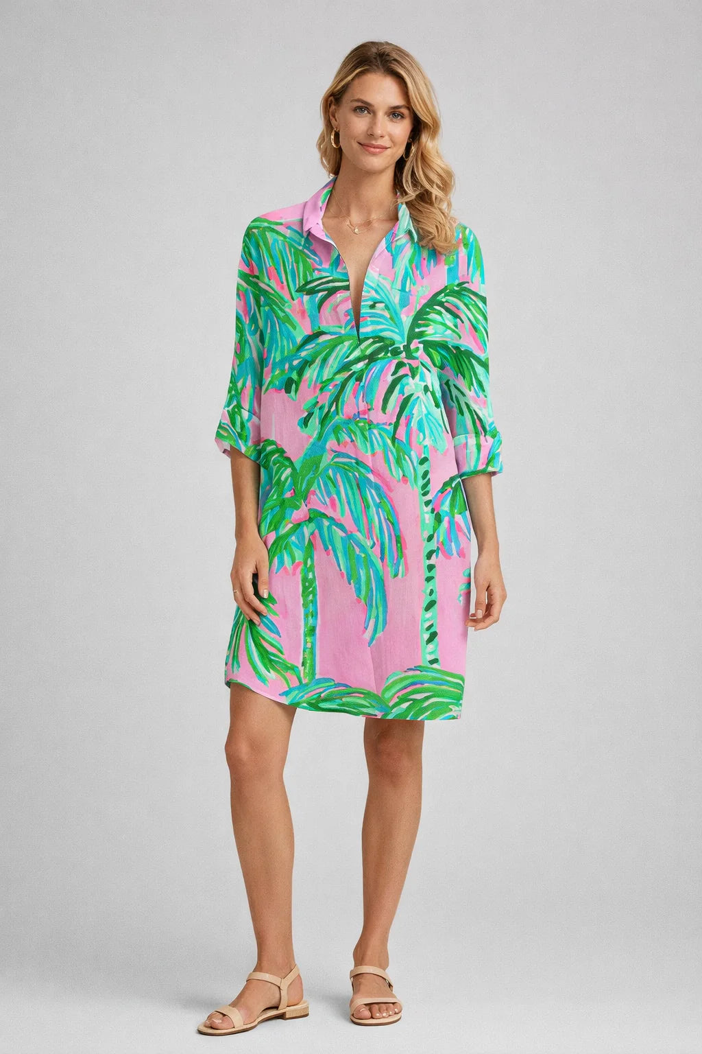 Carlotta | Abito Camicia Donna Tie-Dye Verde