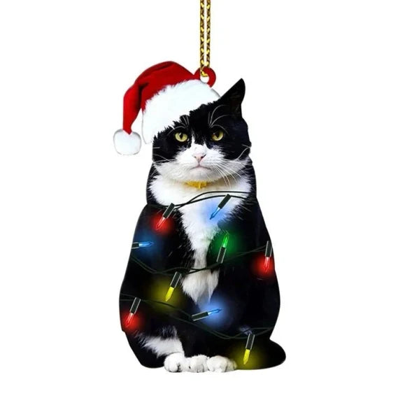 Cat Christmas Ornaments with Custom Contour Cutouts and Gold Hanging String - Image 7