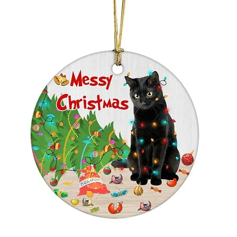 Cat Christmas Ornaments with Custom Contour Cutouts and Gold Hanging String - Image 9