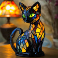 Cat Table Lamp Stained Glass with Color-Changing Glow and Bedside Accent Light - Image 1