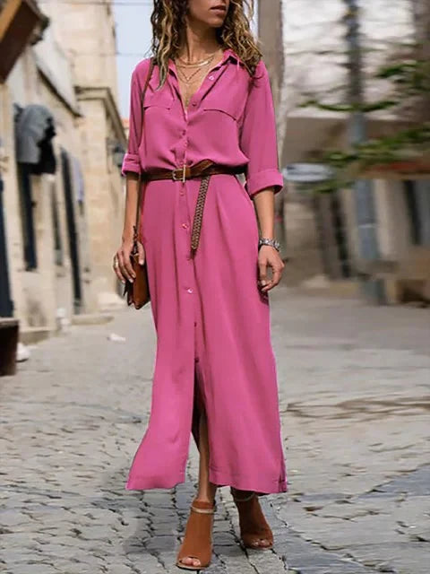 Caterina | Abito Camicia Midi Donna Rosa