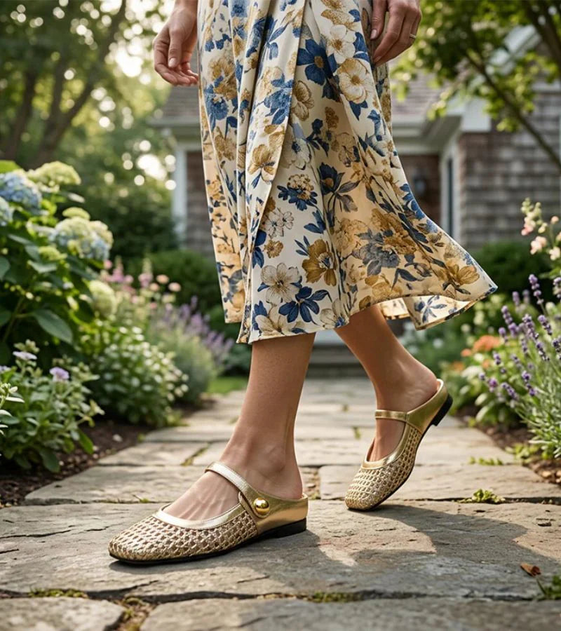 Caterina | Mules Donna Intrecciate Mary Jane Dorato