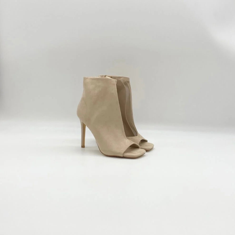 Caterina | Sandali Donna Tacco Alto Cinturino Caviglia Beige