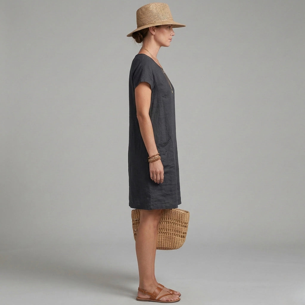 Caterina | Vestito Corto Maniche Corte Tasche