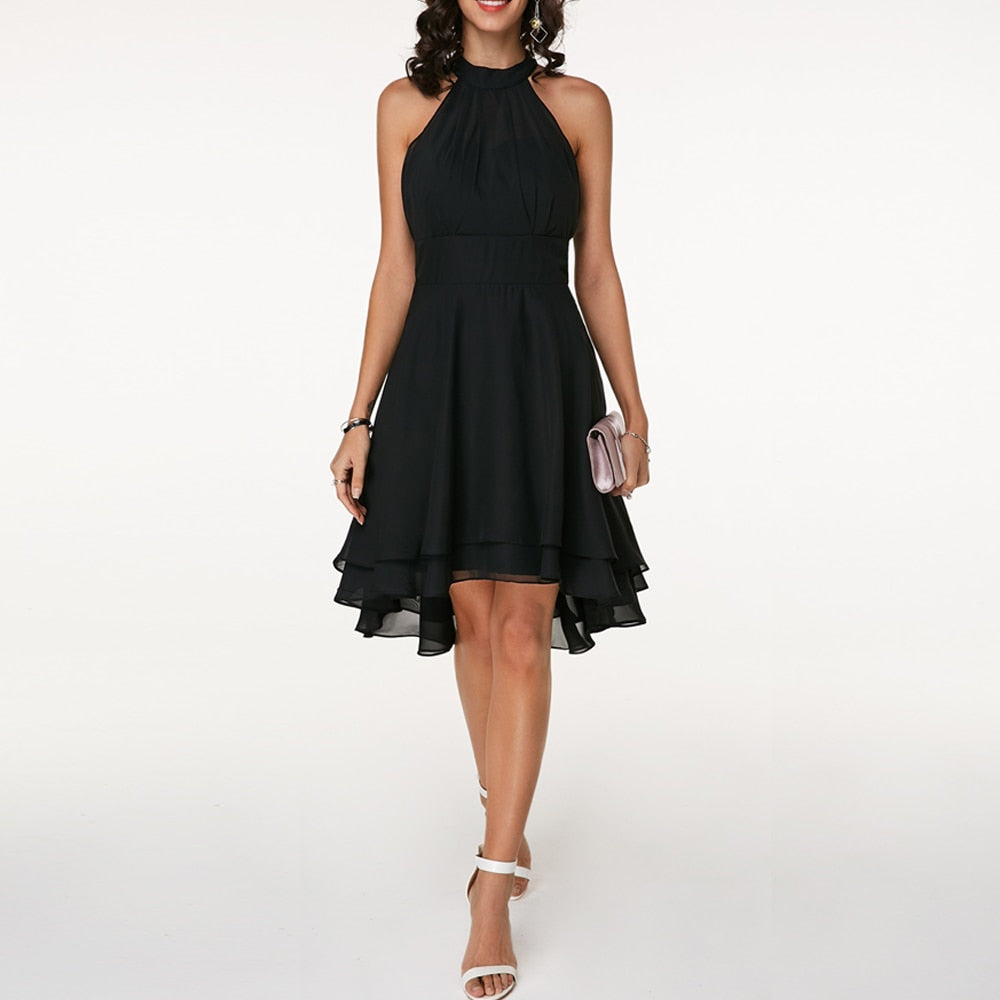 Cecilia | Abito Cerimonia Mini Halterneck Nero
