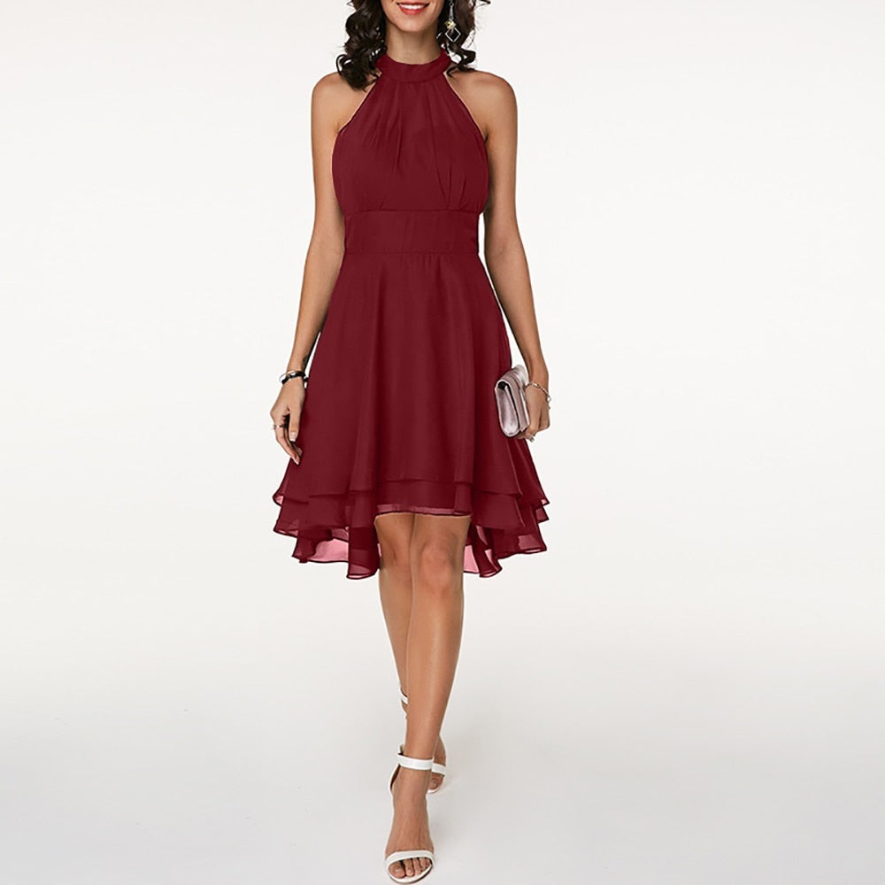 Cecilia | Abito Cerimonia Mini Halterneck Rosso