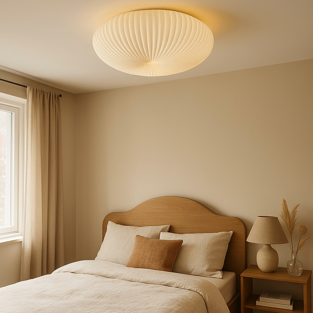 Ceiling Flush Mount Light with Pleated Dome Shade and LED Warm Glow Modern Sculptural Design - Image 3