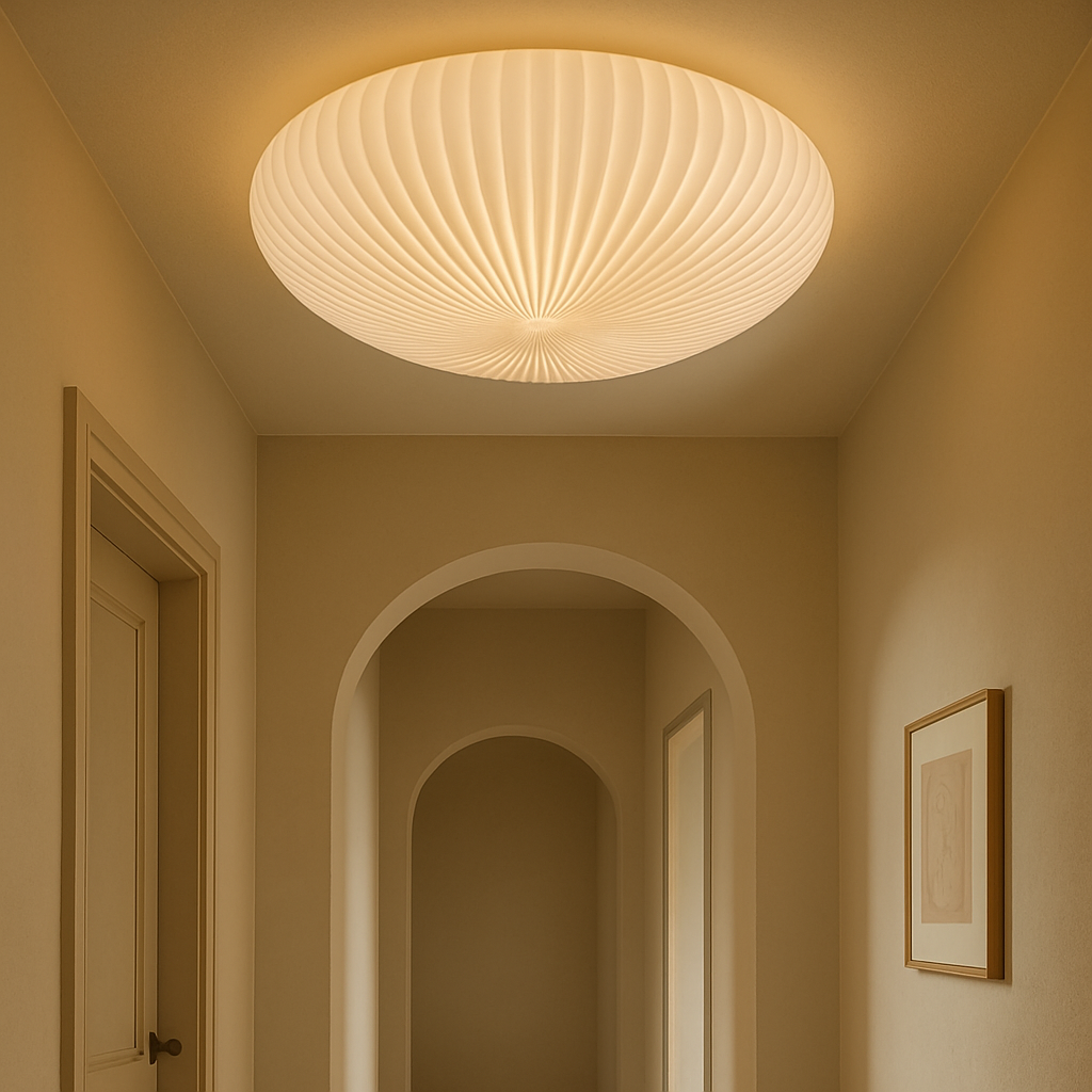 Ceiling Flush Mount Light with Pleated Dome Shade and LED Warm Glow Modern Sculptural Design - Image 4