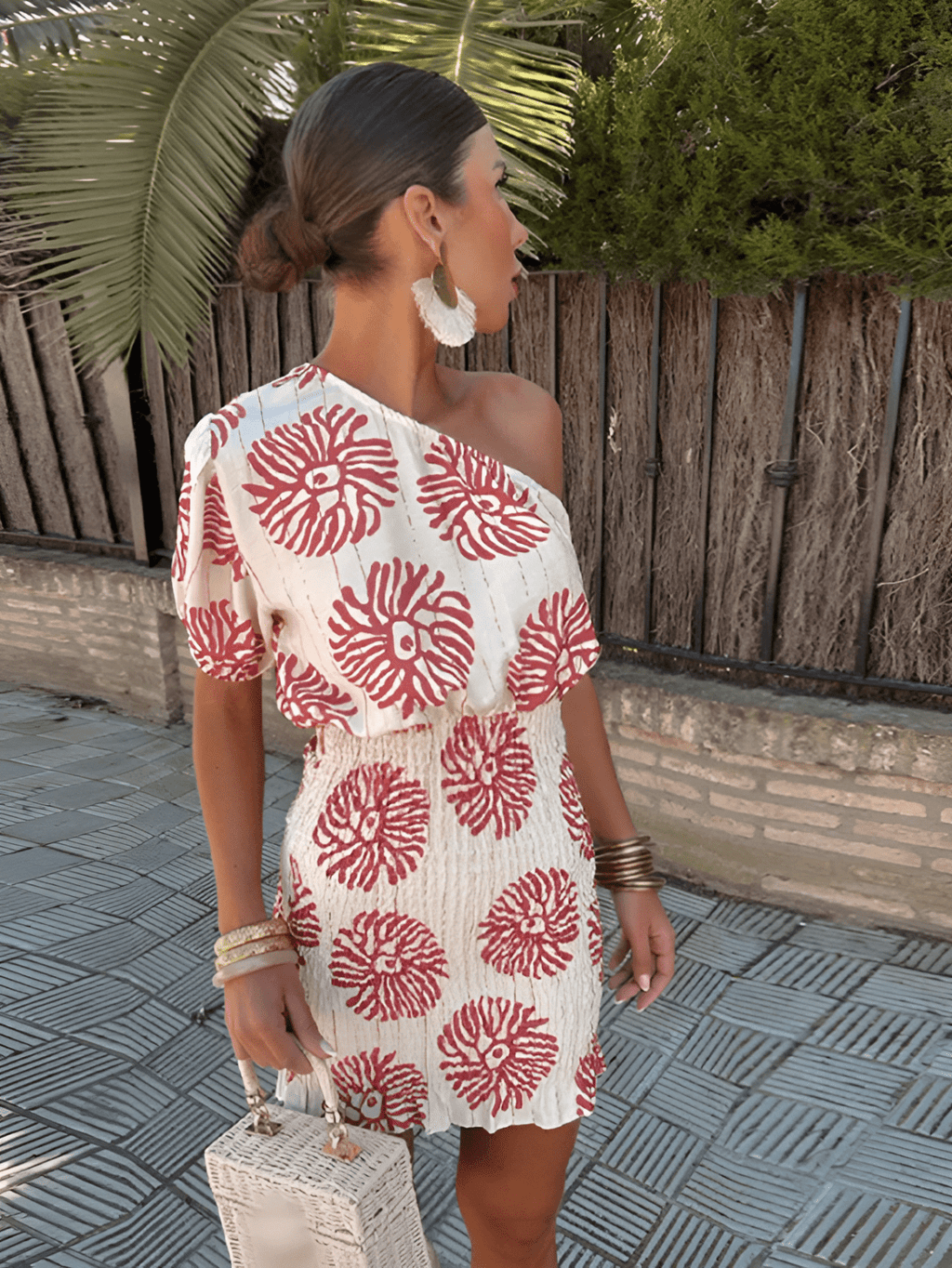 Dame sommer minikjole med farverigt print
