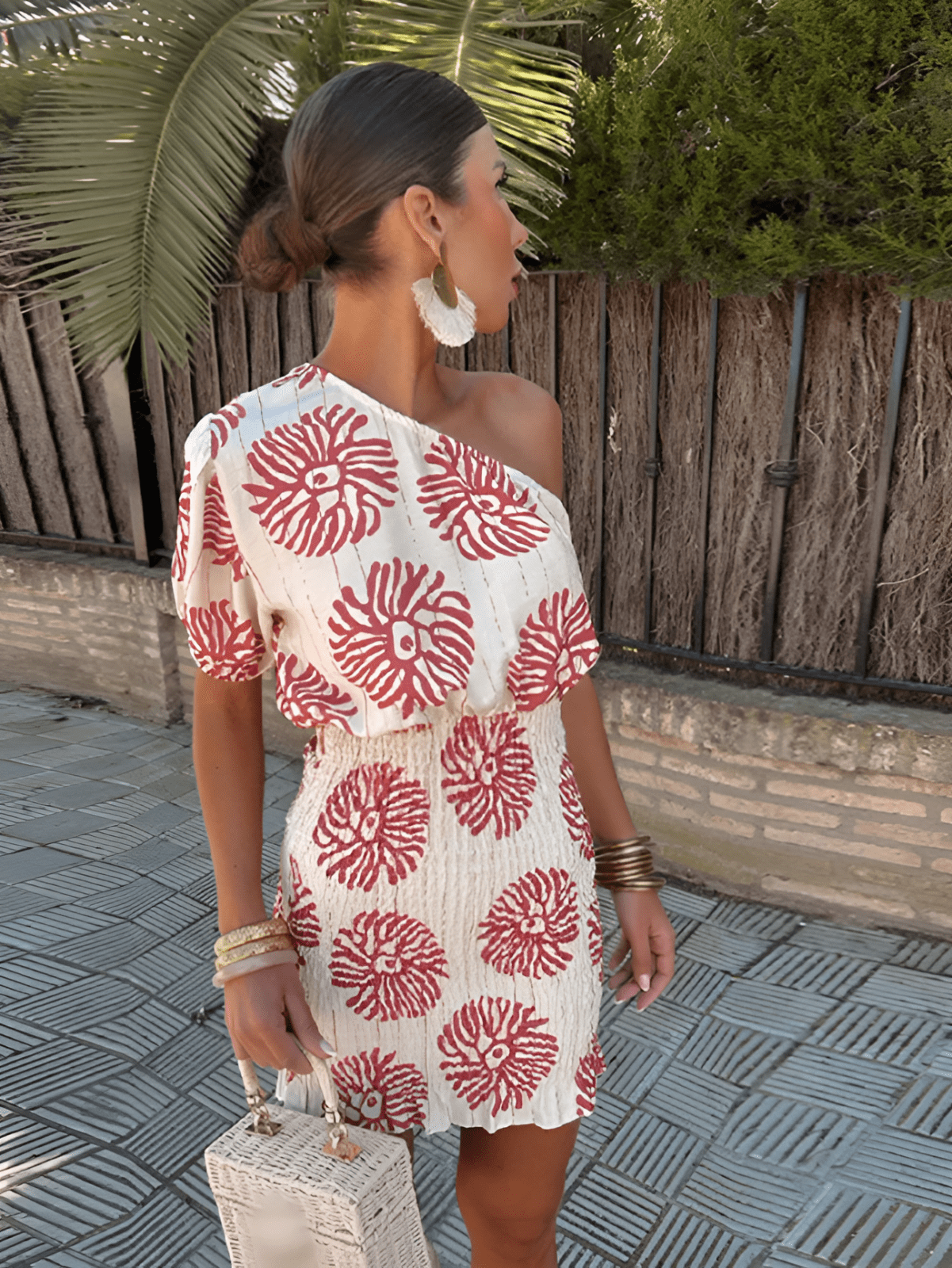 Dame sommer minikjole med farverigt print