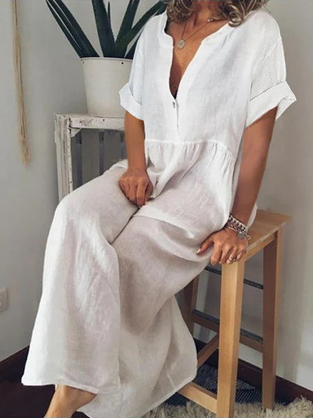 Chiara | Vestito Lungo Lino Donna Estivo Bianco