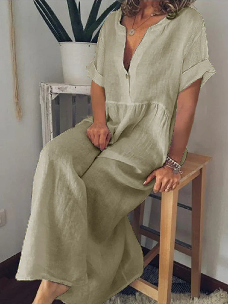 Chiara | Vestito Lungo Lino Donna Estivo Verde Chiaro