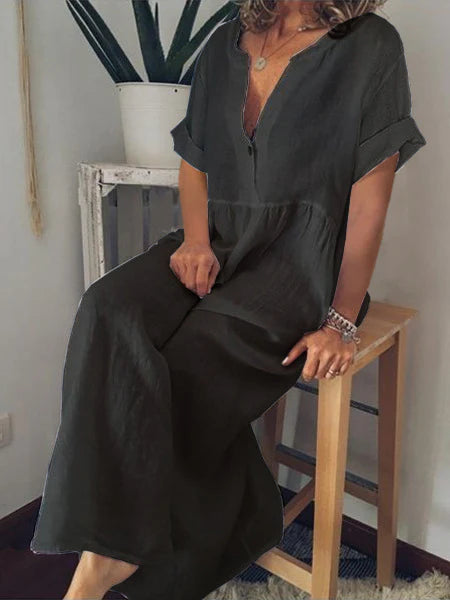 Chiara | Vestito Lungo Lino Donna Estivo Nero