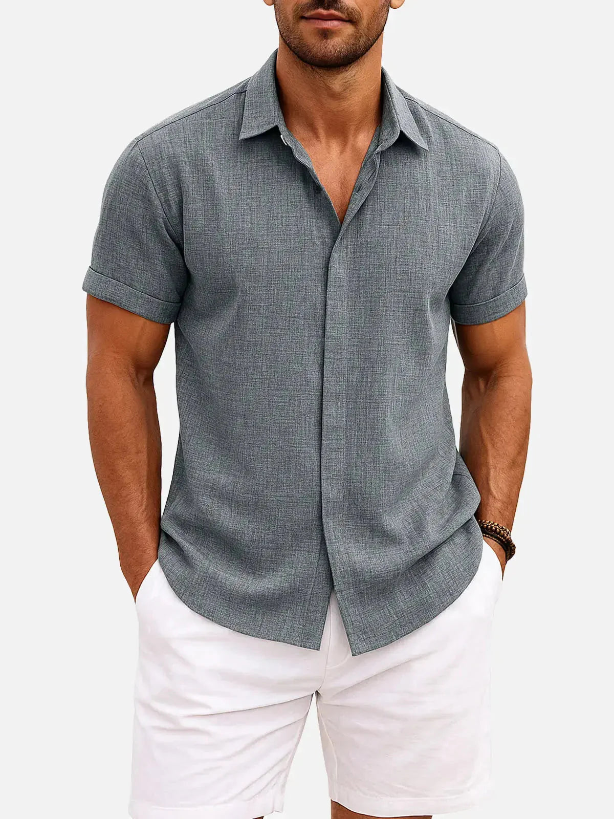 Christian | Camicia Uomo Maniche Corte Grigio