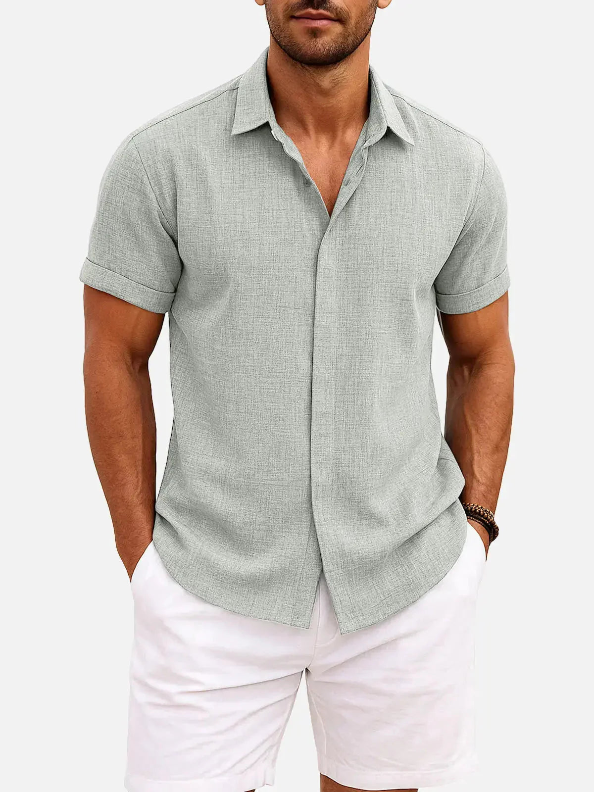 Christian | Camicia Uomo Maniche Corte Verde Chiaro